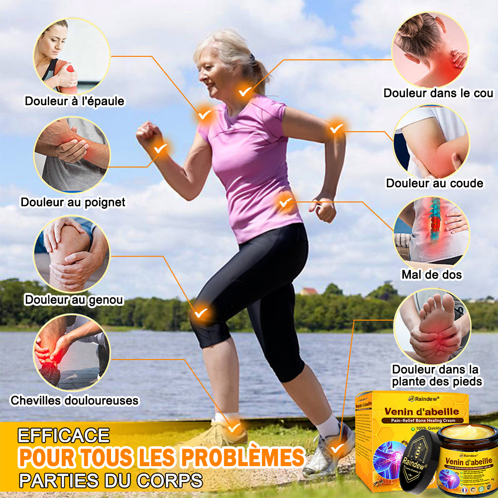 Raindew® Bee Venom Pain-Relief Bone Healing Cream 🐝🐝(Spécialement pour les personnes âgées & SOFCOT recommande)
